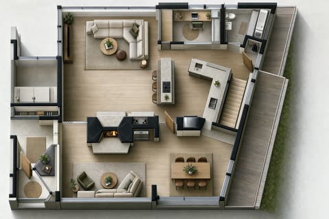 Reja chizmasidan 3D interyer